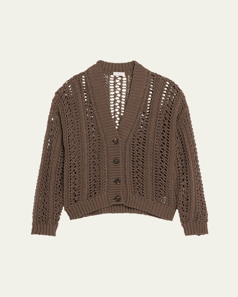Cotton Springtime Net Button Front Cardigan